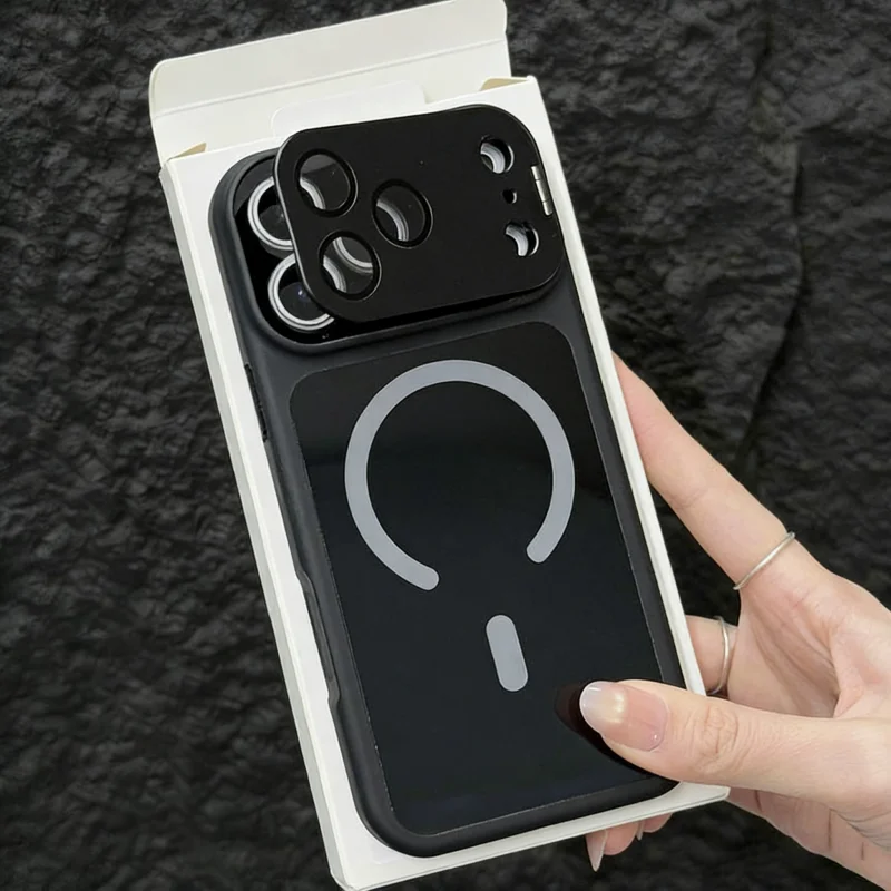 Capa Rígida Fosca Magnética (preta) Para Iphone 14 Pro Max, À Prova De Choque, Com Protetor De Câmera.