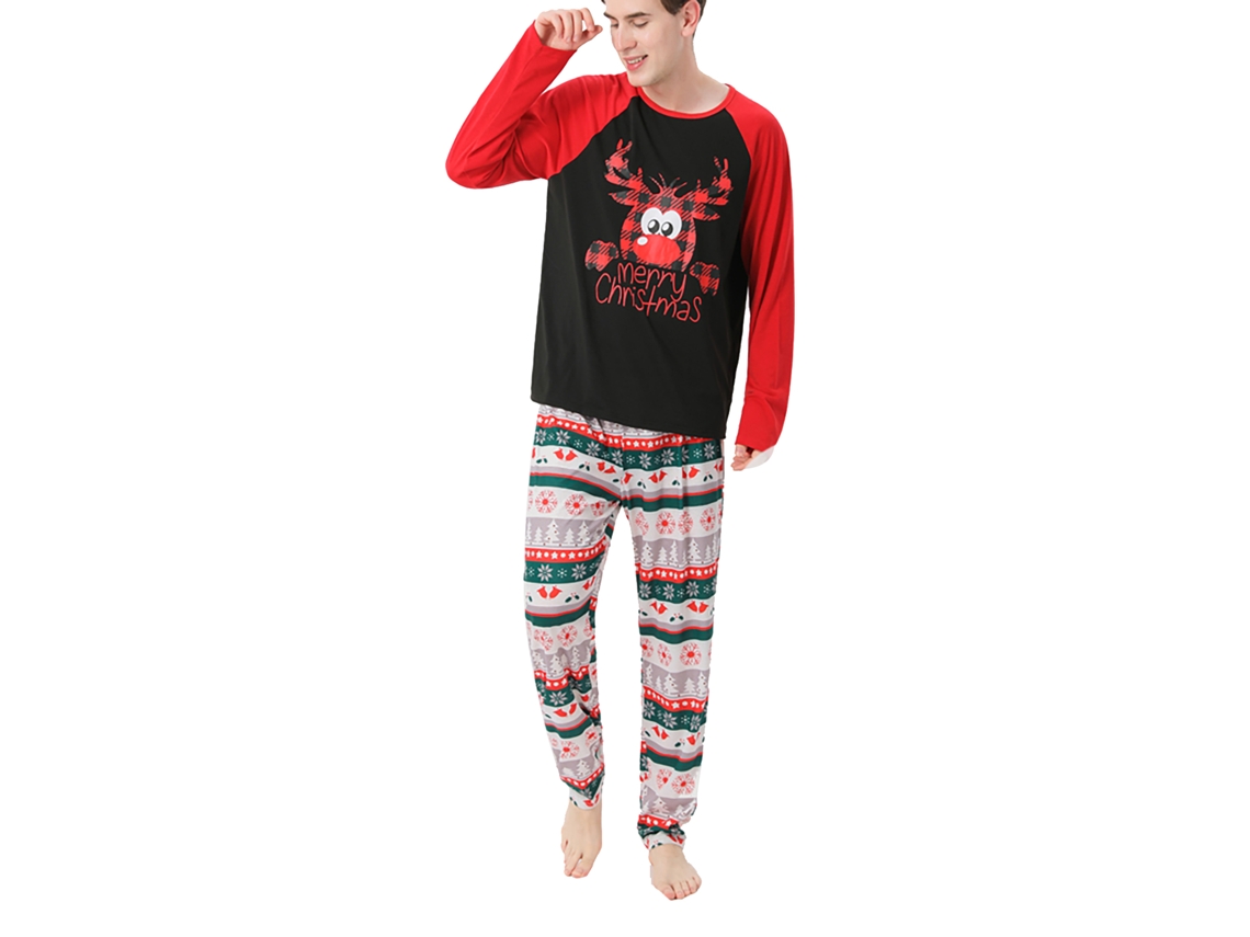 Laxiscreed Pijamas De Natal Para Família Com Estampados De Animais E Xadrez, Manga Longa, Cores Suaves, Tamanhos Xl