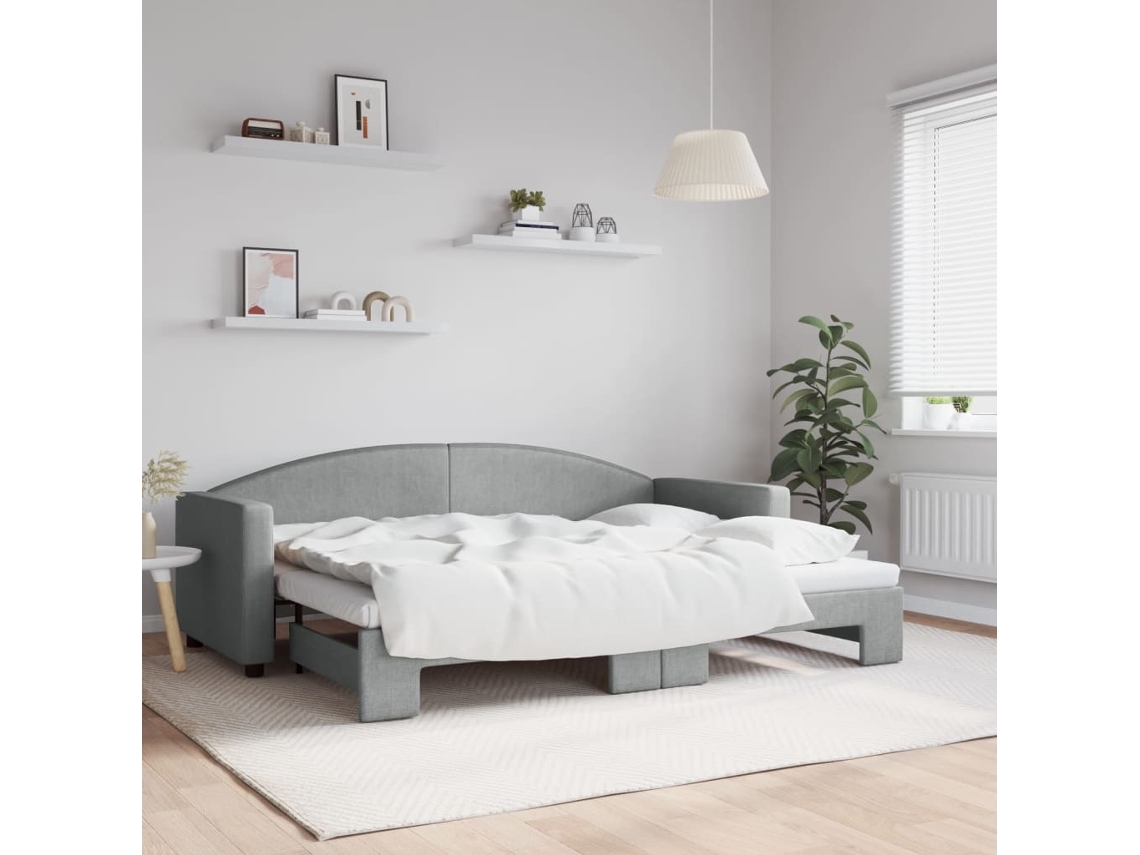 Vidaxl Sofá-cama Com Gavetão 80x200 Cm Tecido Cinzento-claro
