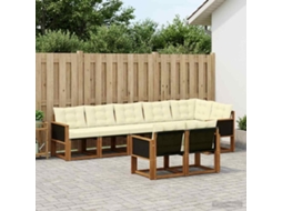 Vidaxl Conjunto De Sofás Para Exterior 8 Unid. Natural E Creme