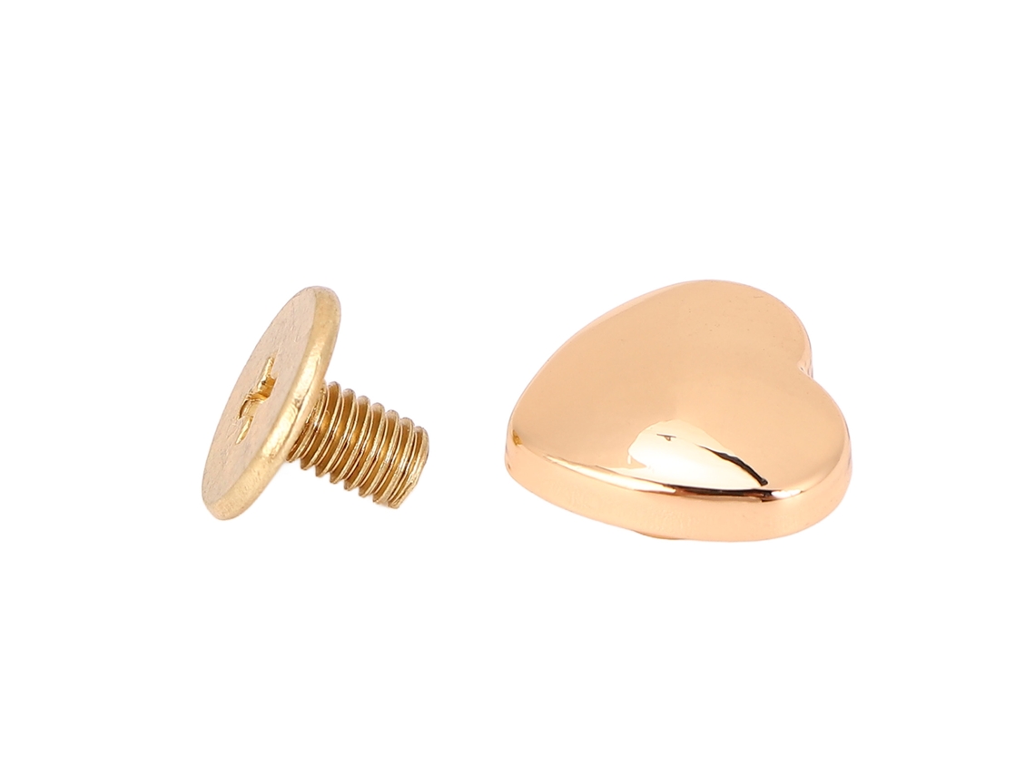 20 Peças De Remaches Em Forma De Coração 14mm Parafuso Cruzado Decorativo Kit Para Cintos, Bolsas, Chapéus, Sapatos Ouro