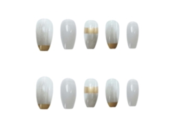 Unhas Postiças Médias 24 Peças Com Cola E Design Elegante Unhas Falsas Longas Com Glitter E Ponta Francesa Para Mulheres E Meninas