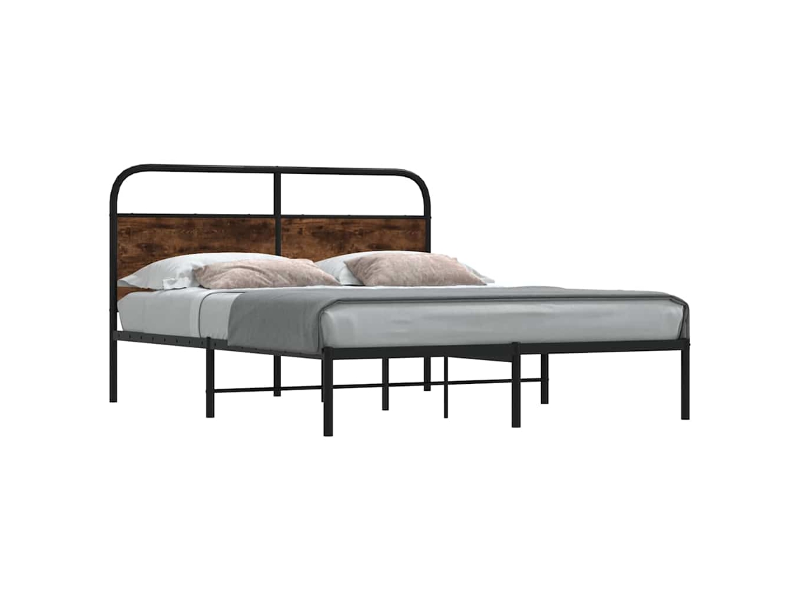 Vidaxl Estrutura De Cama S/ Colchão Derivados Madeira Carvalho Fumado