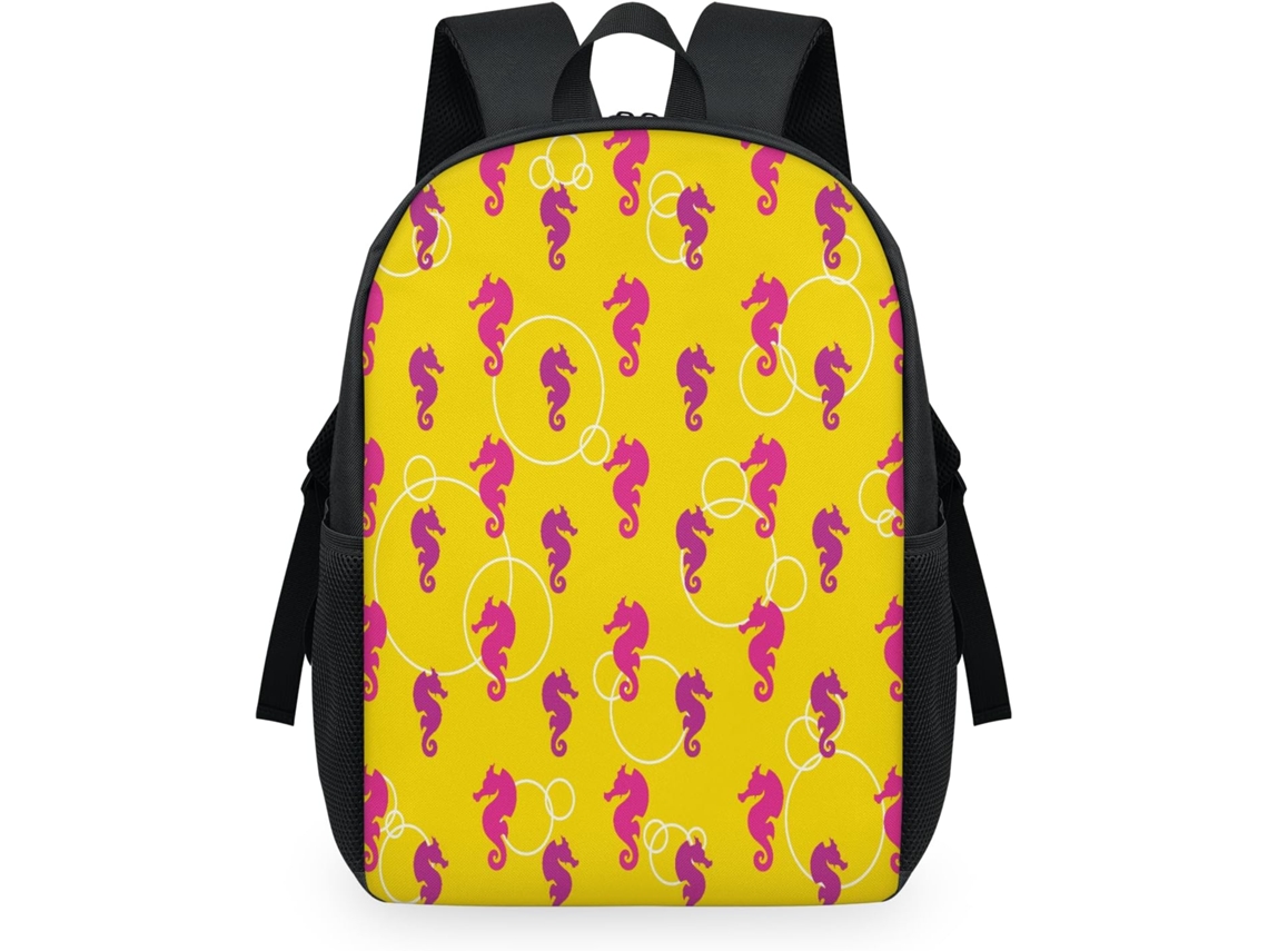 Mochila MARCA com estampa de cavalo-marinho para crianças 32,5x15x44,9cm tecido malha
