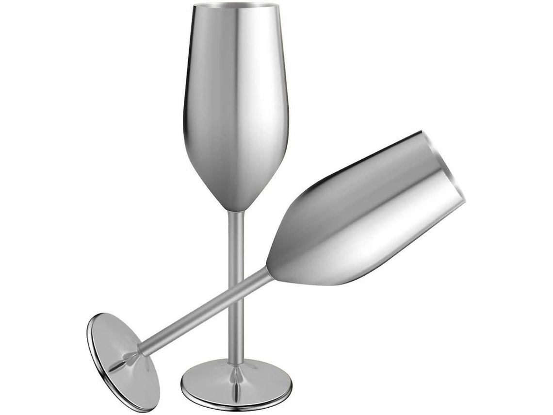 2 Juego De Copas De Champán De Acero Inoxidable, 200ml Plata, Base Estable, Ideal Para Hogar Y Actividades Al Aire Libre