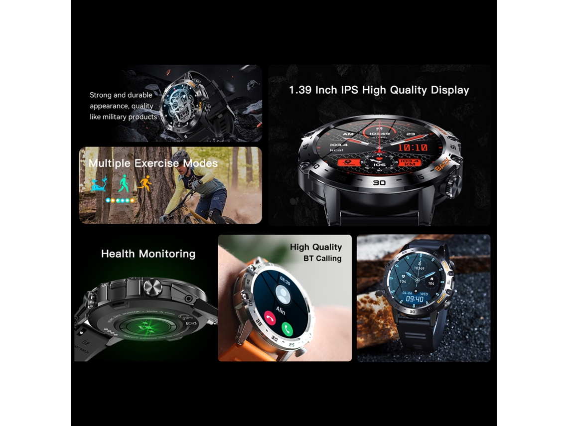 Pulseira Inteligente K52 Relógio Esportivo Tela Ips Touch 1.39 Polegadas Monitor De Saúde Ip67 Bluetooth Compatível Com Android Ios