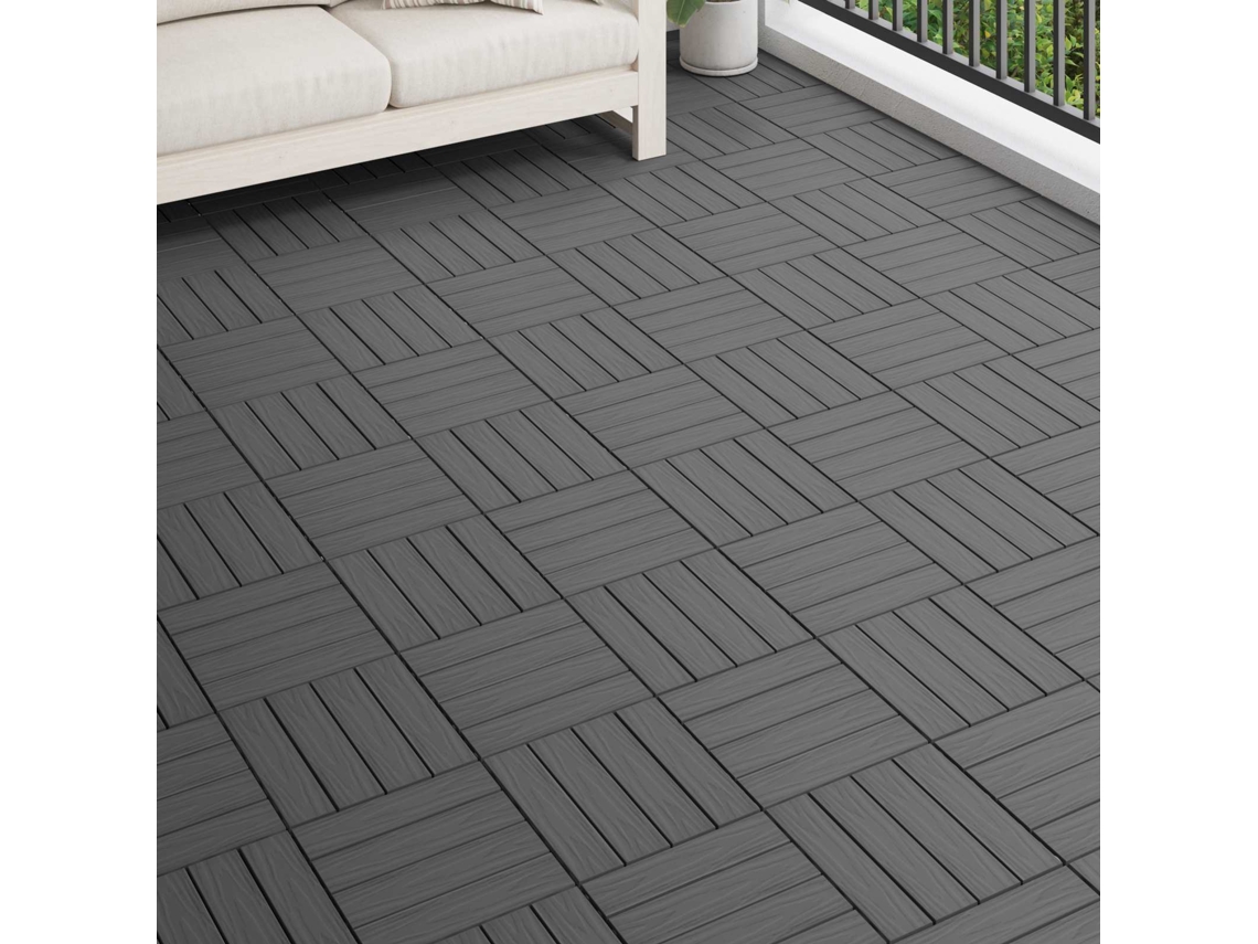 Vidaxl Telha De Deck Design 3d 11 Unid. Preto 30 X 30 Cm Wpc
