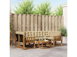 Vidaxl Conjunto De Sofás Para Exterior 7 Pcs Natural E Bege