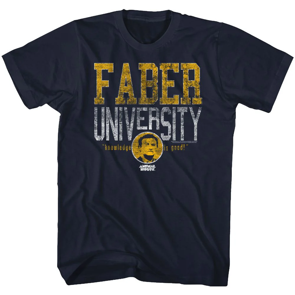 Unisex Adult T-shirt Rockinstone Animal House Movie Faber University Navy Sizes