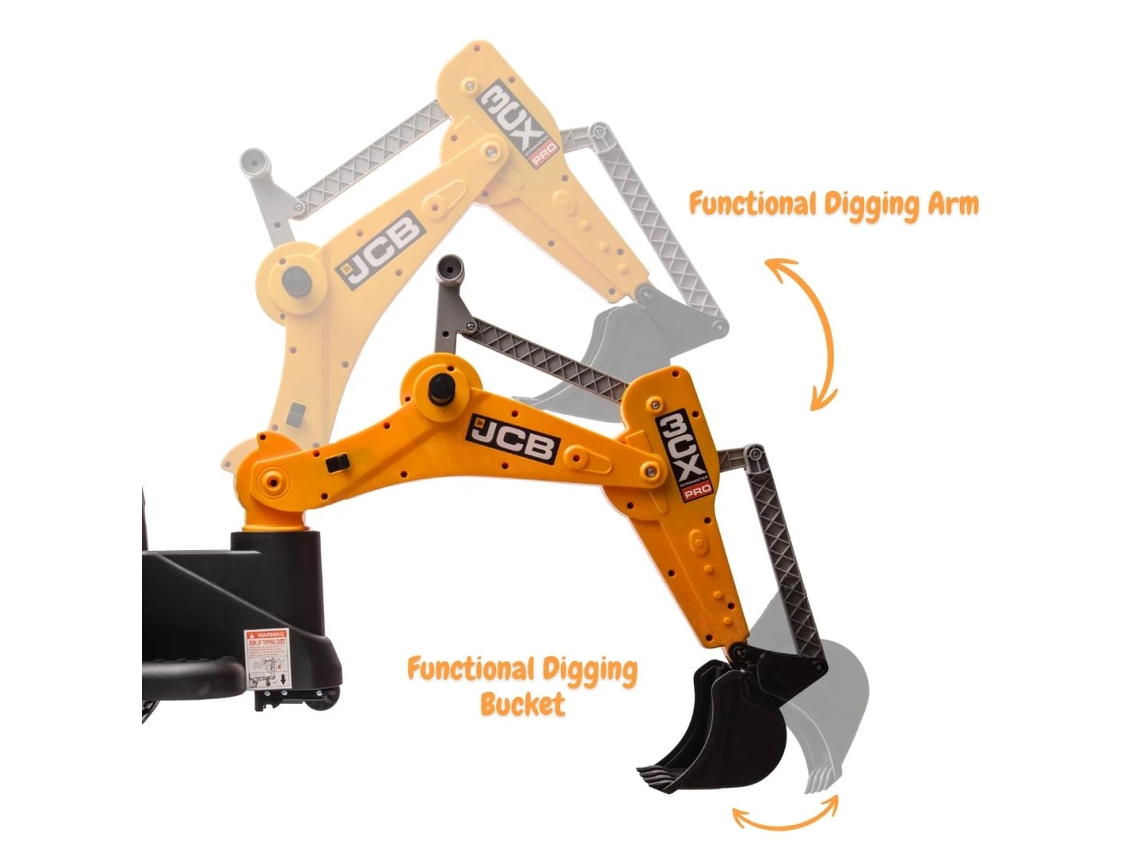Trator Elétrico Jcb Com Carregador Frontal &amp; Escavadora 12v - 2 À 6 Ans - Amarelo