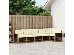 Vidaxl Conjunto De Sofás Para Exterior 6 Unid. Natural E Creme