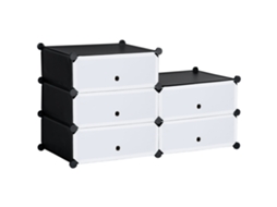 Sapateira Modular Otimizada com 6 Caixas de Plástico Pp e Aço, 49x36,5x108 Cm, Preto e Transparente ORBITRA COMMERCE