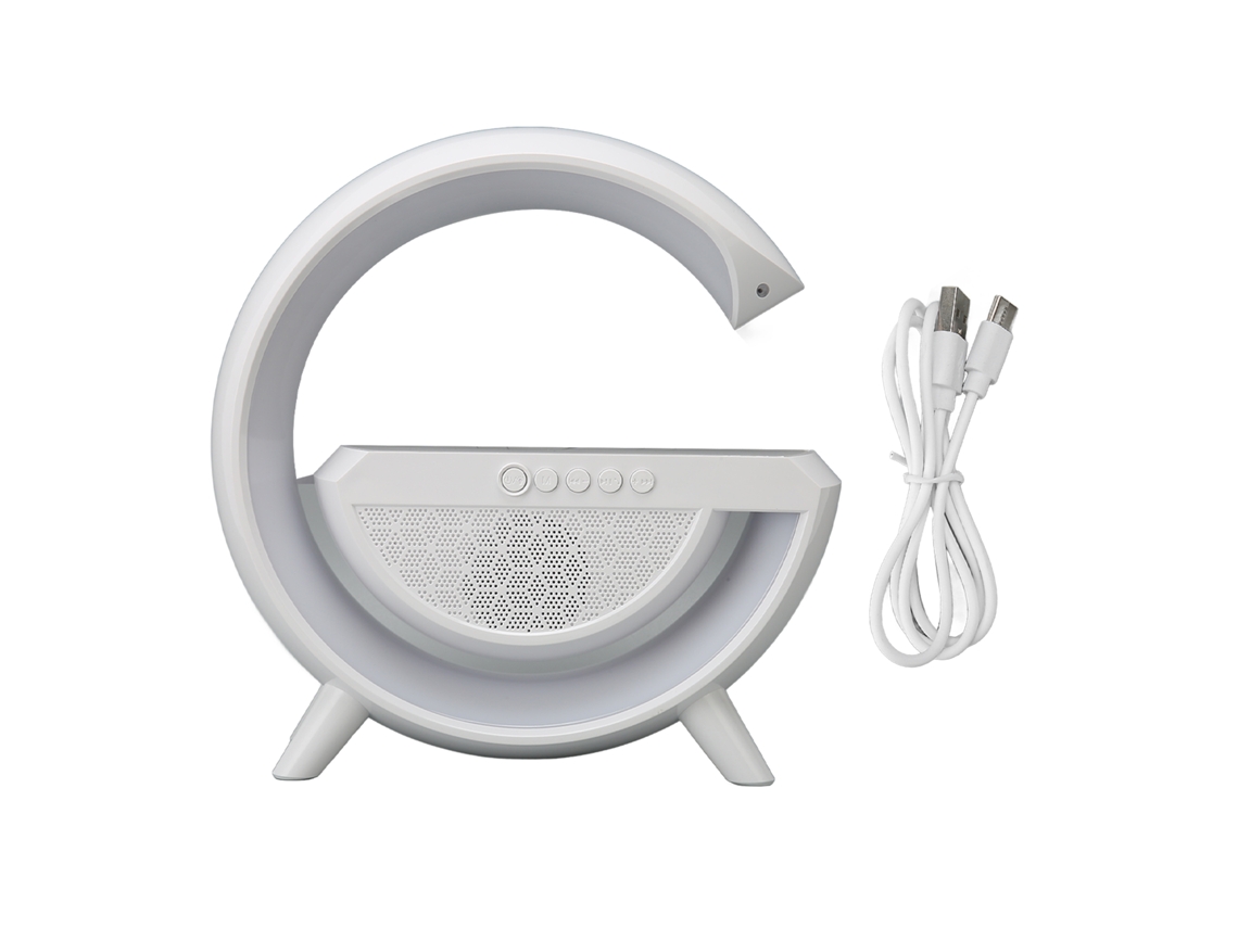Altavoz Bluetooth con luz nocturna, cargador inalámbrico 10W, modos FM, USB y AUX | S/MARCA