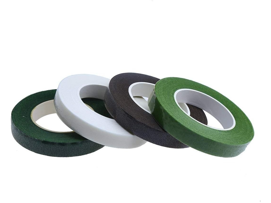 Fita Adesiva, 4 Unidades, De Fita De Arame Floral Envolver Os Caules (verde, Verde Escuro, Branco, Café)