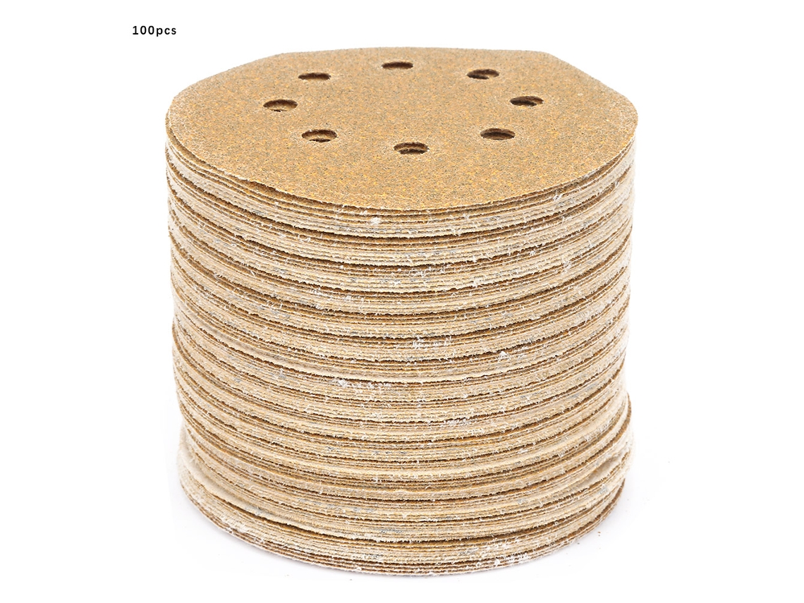 100 Discos De Lixa 5 Polegadas 60 Grit 8 Buracos Com Gancho E Olho Para Lixadeira Aritmética
