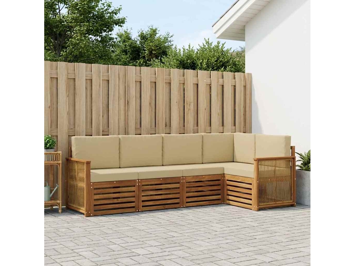 Vidaxl Conjunto De Sofás Para Exterior 4 Unid. Natural