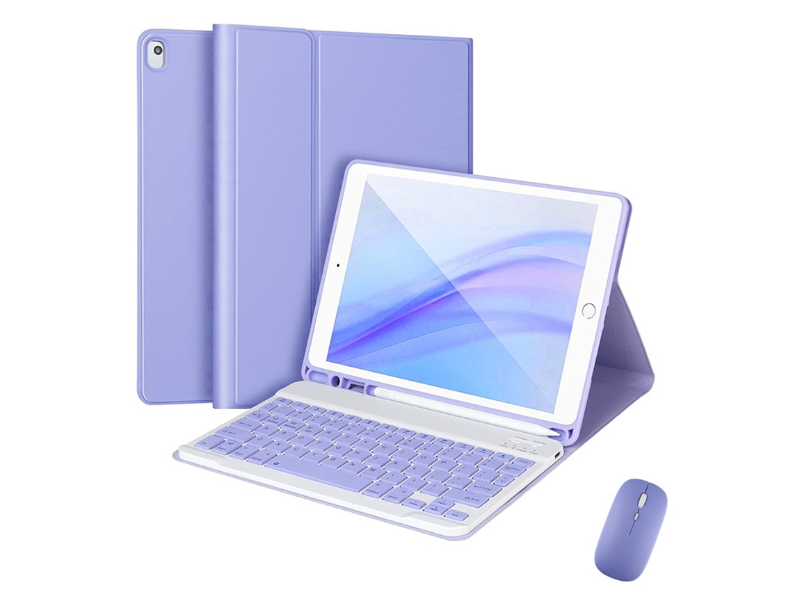 Capa Protetora Roxa Vibrante Teclado Bluetooth Roxo Vibrante Com Teclas Quadradas Mouse, Para Ipad De 10,2/10,5/air3/789 Gerações. Yunzii