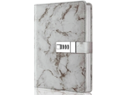 Diário de Mármore com Cadeado, Caderno Diário A5 Recarregável para Meninas e Mulheres, 192 Páginas BRILVIBERA