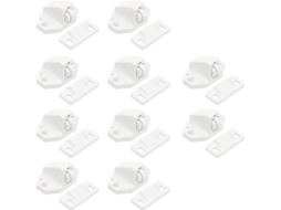 Conjunto De 10 Travas Plástico Branco Com Esferas Para Portas