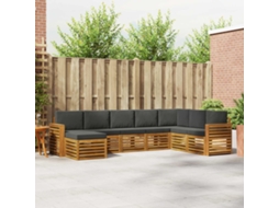 Vidaxl Conjunto De Sofás Para Exterior 8 Unid. Natural E Antracite