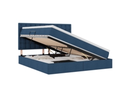 Cama com Arrumação e Colchão Azul Tecido Poliéster MAISON EXCLUSIVE (160x200 cm)