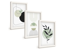 Composição De Quadros Formas Abstratas De Plantas Espelharte (3 Peças 20x30 Cm)