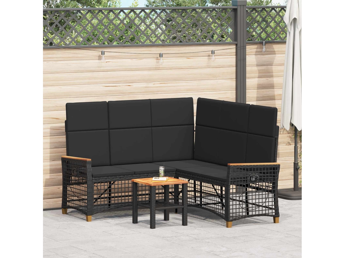 Vidaxl Conjunto De Sofá Reclinado Para Jardim Preto 164 X 164 X 112 Cm