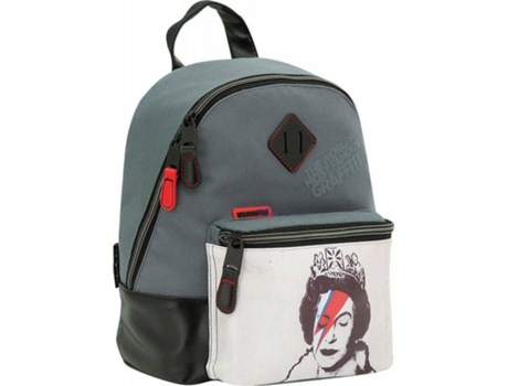 Mochila  Tandem Graffiti Cinzento e Branco (33x44x14cm)