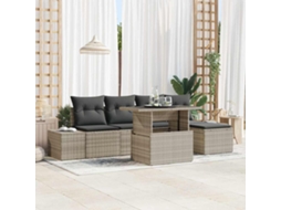 Vidaxl Conjunto De Sofá De Jardim 6 Unid. Cinzento-claro Vime Pe