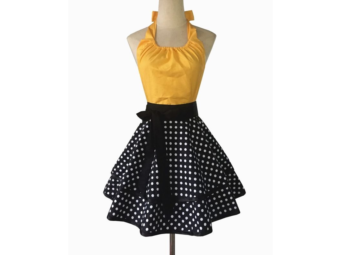 2026 delantal Vintage Cute para Mulheres com Bolsa Amarela de Algodão Confortável e Durável