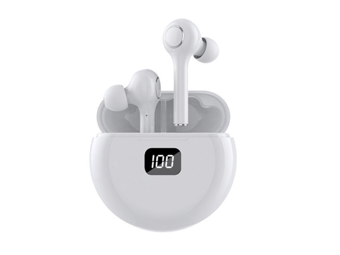 Bestvite True Wireless Bluetooth Stereo Bass Fones De Ouvido Led Bateria Display Fones De Ouvido Hd Para Música, Esportes (branco)