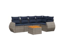 Conjunto de Sofá de Jardim, 6 Peças, Almofadas, Rattan Cinza MAISON EXCLUSIVE