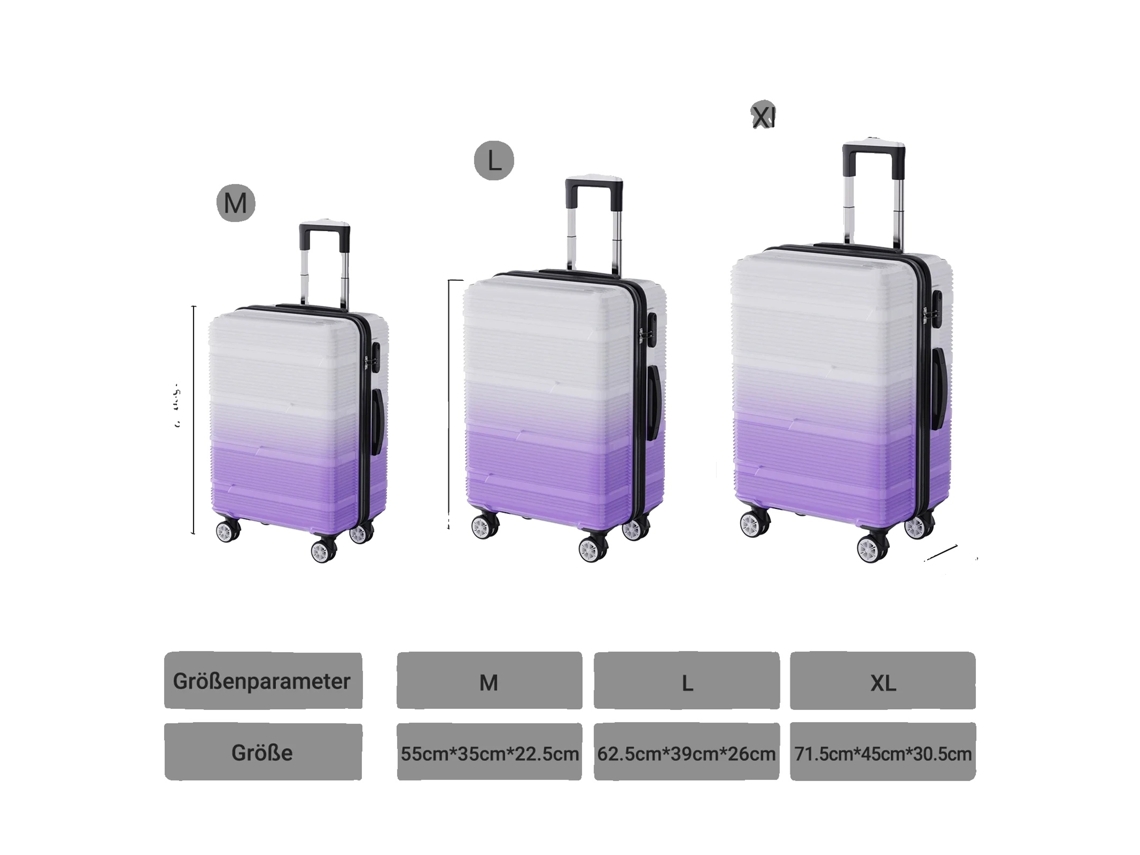 Conjunto De Malas, Casco Duro Leve Em Abs, Com Fechadura Tsa Incluã­da, Estilo B Conjunto Roxo Oem