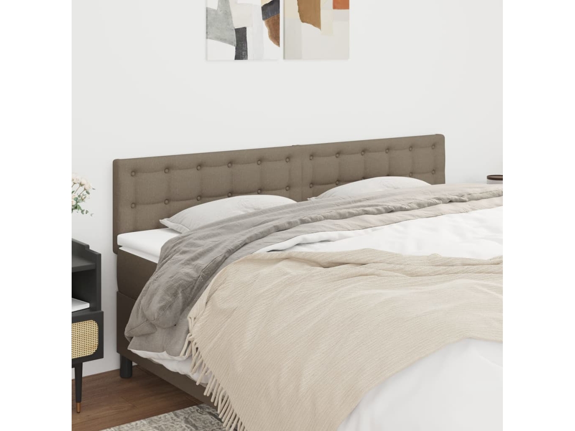 Cabecero 2 uds Tela 80x5x78/88 cm Gris-marrón