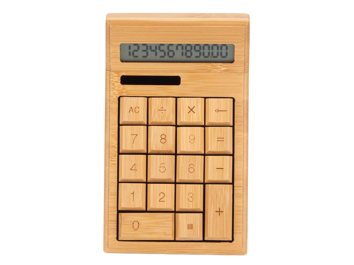 Aetheria calculadora Solar Bambu de Mesa 12 Dígitos Lcd com 18 Botões e Alimentação Dual para Estudantes