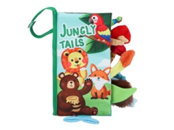 Livro interativo 3D de tecido macio com cauda de animal e som de papel amassado para bebês e crianças pequenas - Floresta
