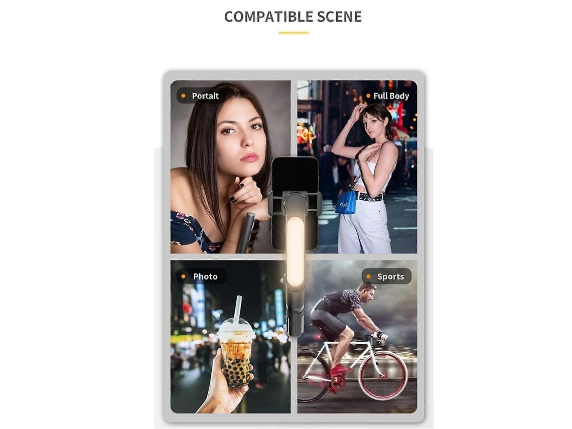 Lurelia Gimbal Bluetooth 360º Com Luz Ajustável, Tripé E Suporte Selfie Para Smartphone Preto