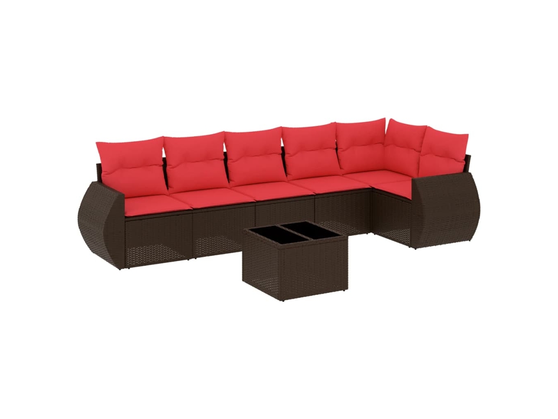 Conjunto de Sofá de Jardim, 7 Peças, Almofadas, Rattan Preto MAISON EXCLUSIVE