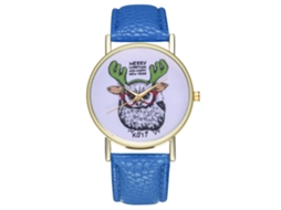 Reloj De Pulsera Para Hombre De Cuarzo Con Correa De Cuero Patrón Animal Azul Real