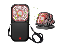 Ventilador de Pescoço, Três Velocidades de Vento Ajustáveis, 7 Pás, Bateria de 3000mah MUDG (preto)