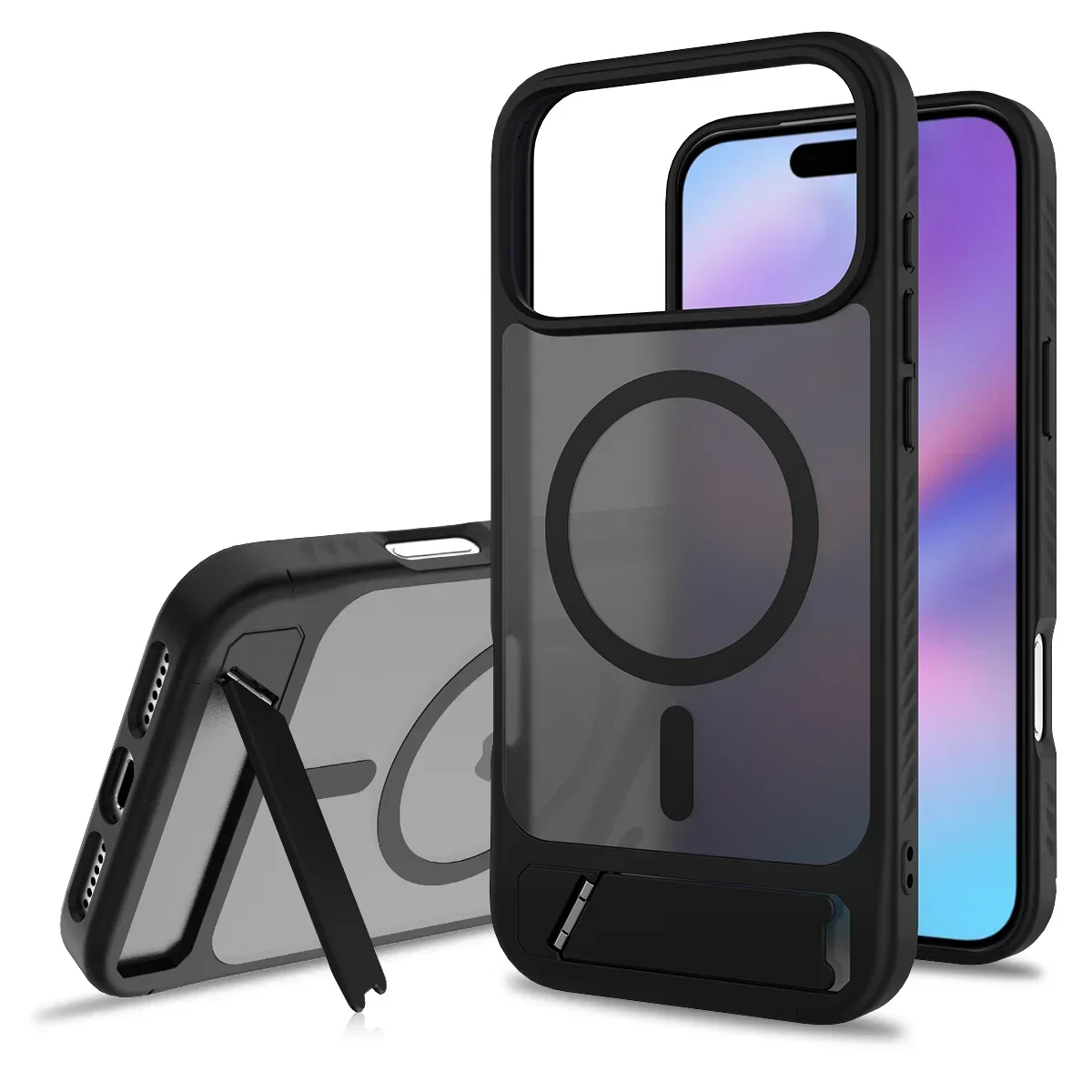 (preto, Iphone Air) Capa De Celular Elegante E Rígida Em Pctpu Com Suporte, Compatível Com Carregamento Sem Fio Magnético.
