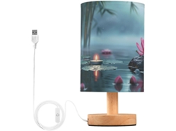 Luminária De Cabeceira Zen Pequena Skyshu Em Pedra Basáltica, Luminária De Mesa Led Usb, Luminária De Cabeceira Com Base