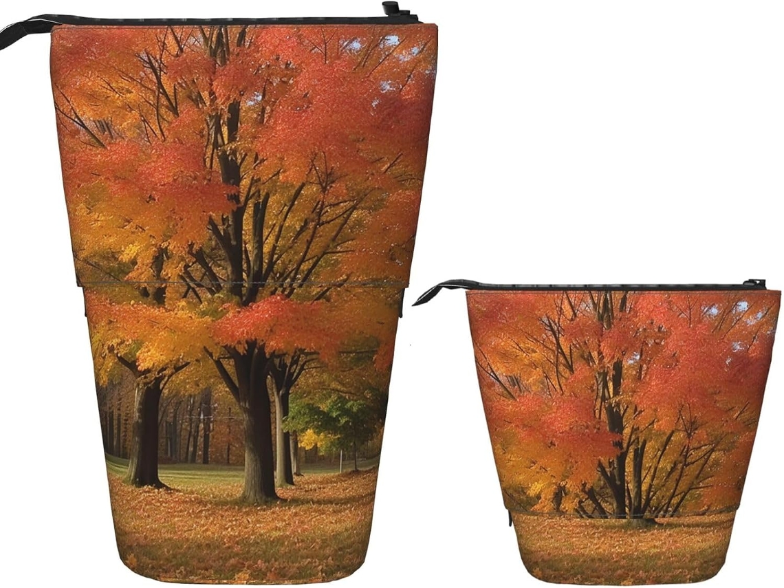 Black Case Trousse Crayons Télescopique Fall Trees Print, Multifotionnel Peil Télescopique