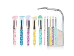 10Pcs Glitter Quicksand Handle Makeup Brush Set para Base Pó Blush Sombra com Bolsa Conjunto B LUUCOZK