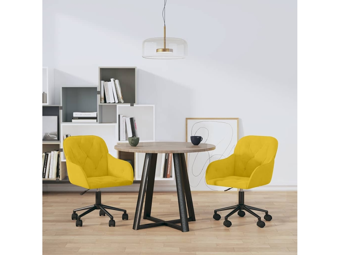 Vidaxl Cadeiras De Jantar Giratórias 2 Pcs Veludo Amarelo