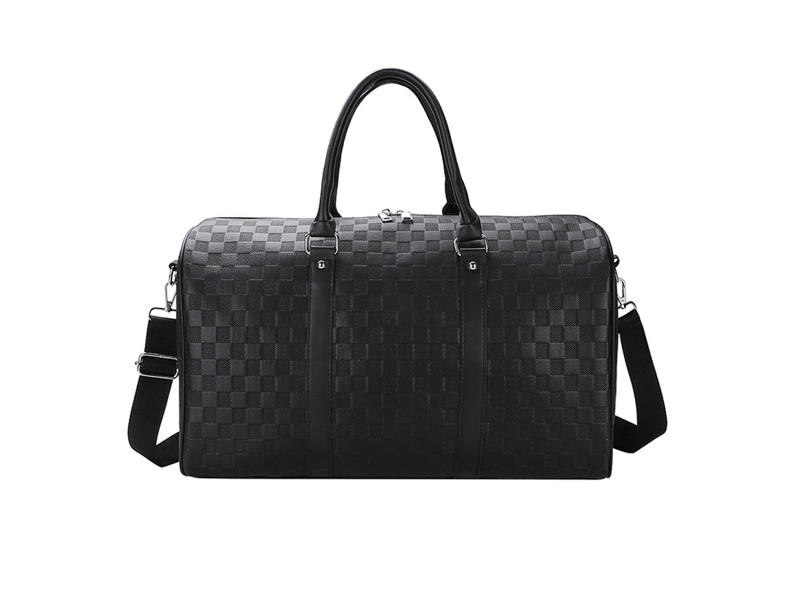 Mala de Viagem AQUAFORGE tipo duffel em couro PU, grande para academia, viagens, esportes e atividades ao ar livre (preta)