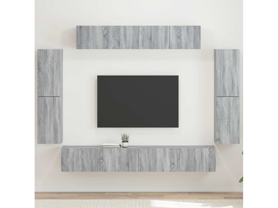 Vidaxl Gabinete Para Tv 8 Unid. Cinza Sonoma