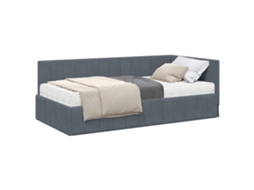 SYFAX™ Estrutura de Cama de Canto com Colchão 2 Pcs Cinzeto Veludo