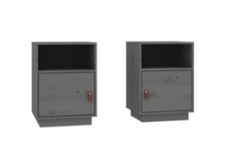 Bedside Cabinet, Bedside Cabinets Vidaxl Cinzeto Madeira De Pinho (n/a)