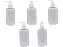 Conjunto De 5 Frascos Transparentes Recarregáveis Com Bomba De Gel Para Viagens E Cosméticos.